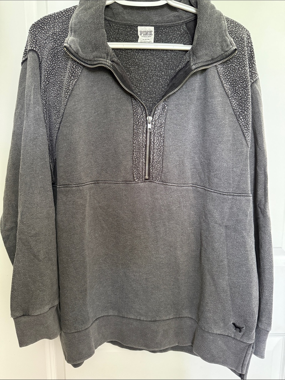 PINK Victoria's Secret Charcoal Gray Half-Zip Pullover